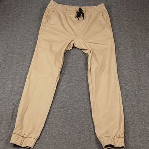 WT‎ 02 Jogger Pants Men's Size S Tan Slash Pocket Elastic Waist Drawstring